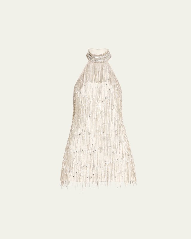 Tori Crystal Fringe Mini Dress
